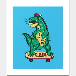 Skateboarding Dinosaur Posters and Art